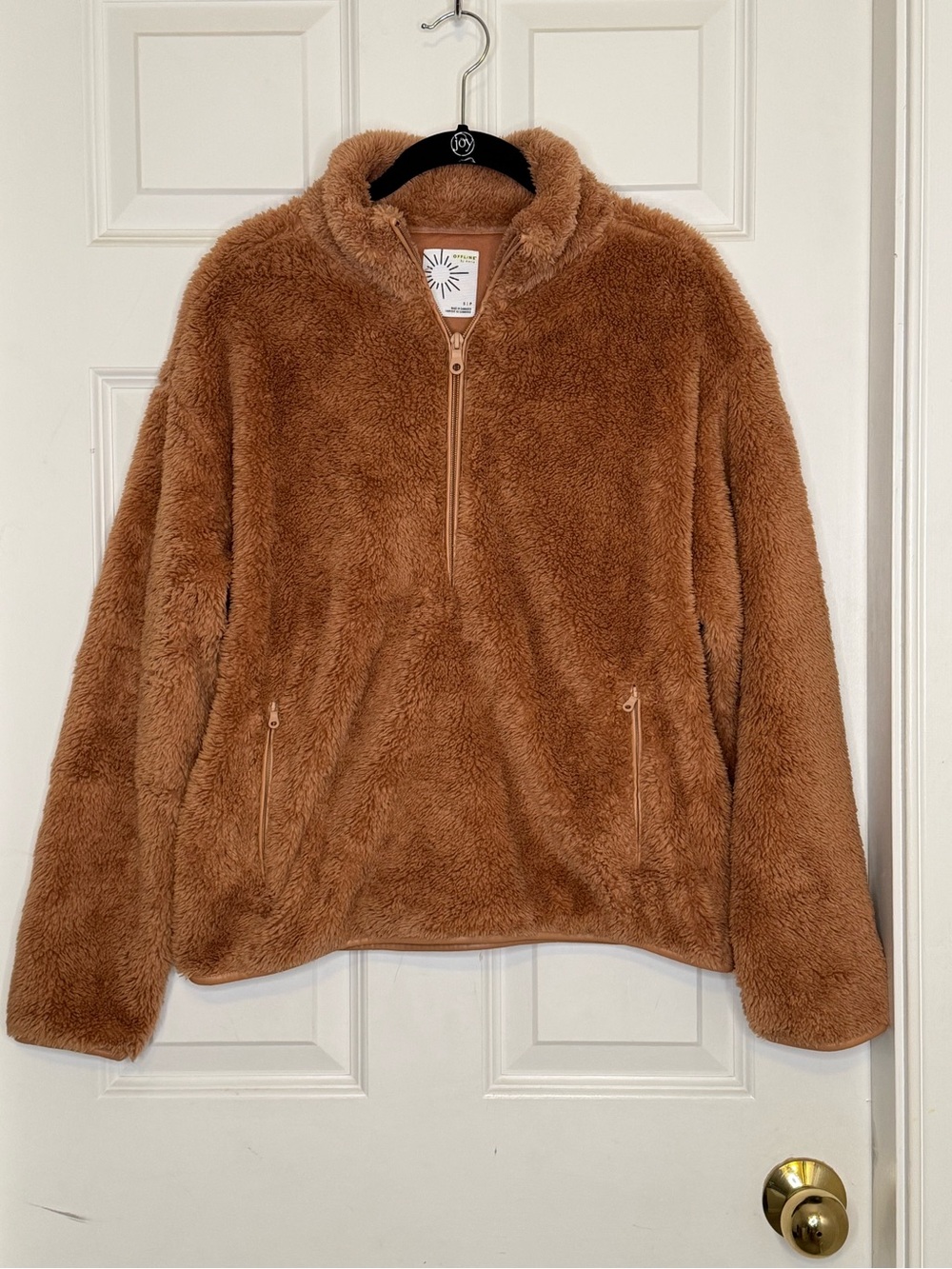 Offline Aerie Fleece Zip Up Jacket Size Small Brown Tan